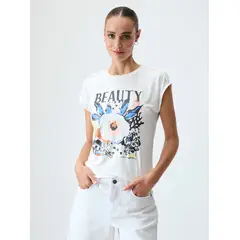 IO - Polera Manga Corta Crudo Mujer