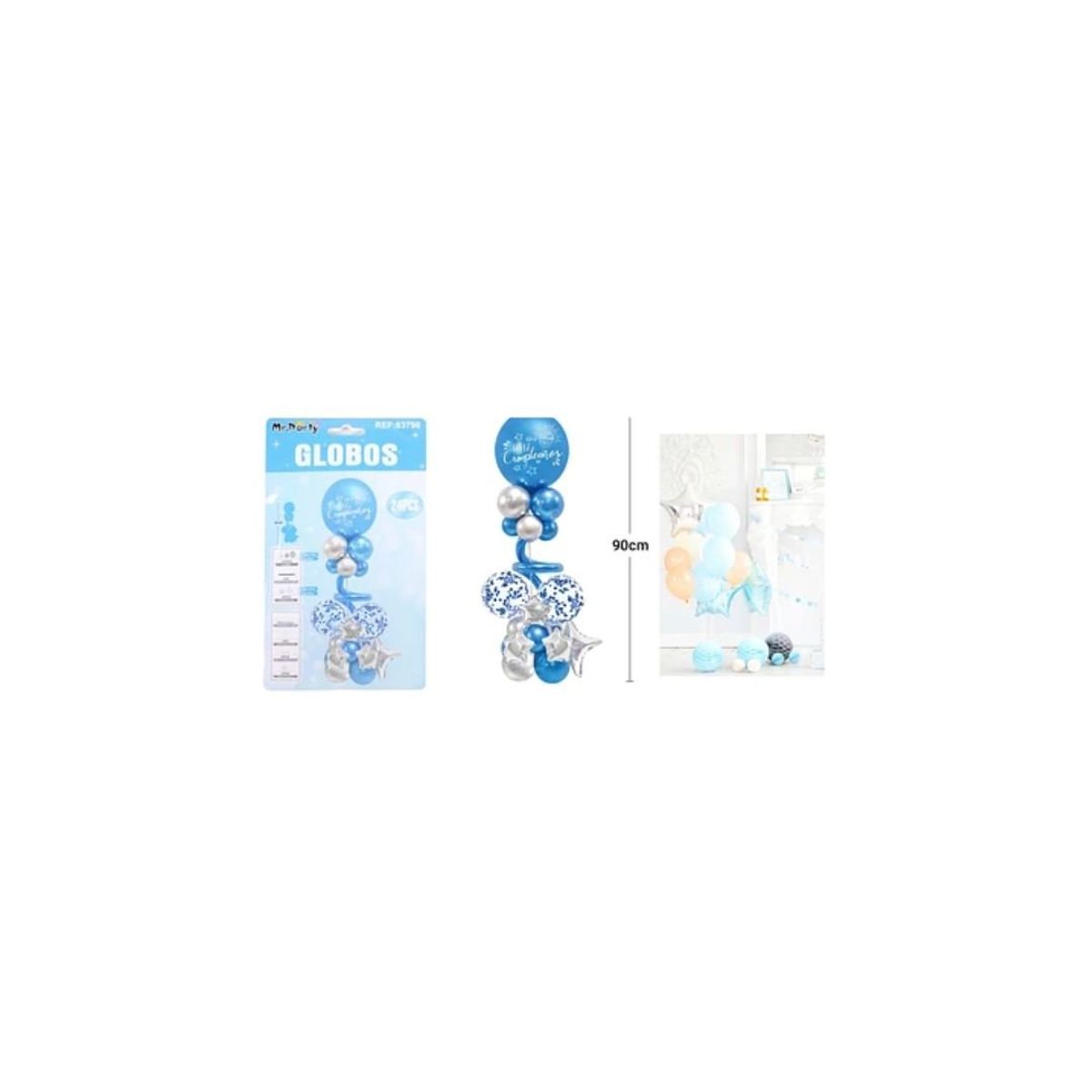 GENERICO - Set De Globos Con Base Azul 90cm 24pcs