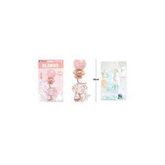 GENERICO - Set De Globos Con Base Dorado Rosa 90cm 24pcs