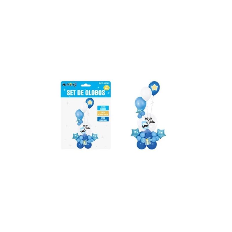 GENERICO - Set Con Globos Burbujas Baby Shower Azul 29pcs