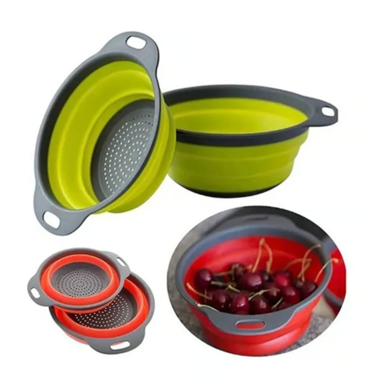 GENERICO - Colador De Silicona Plegable Redondo Grande 24cm