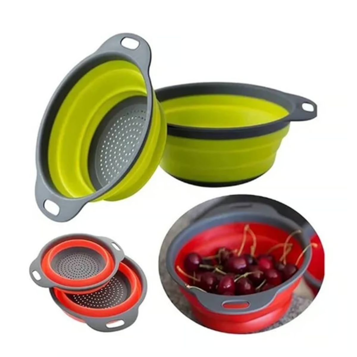 GENERICO - Colador De Silicona Plegable Redondo Grande 24cm