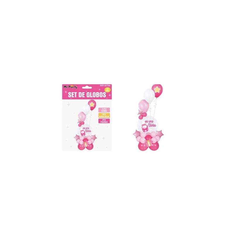 GENERICO - Set Con Globos Burbujas Baby Shower Rosa 29pcs