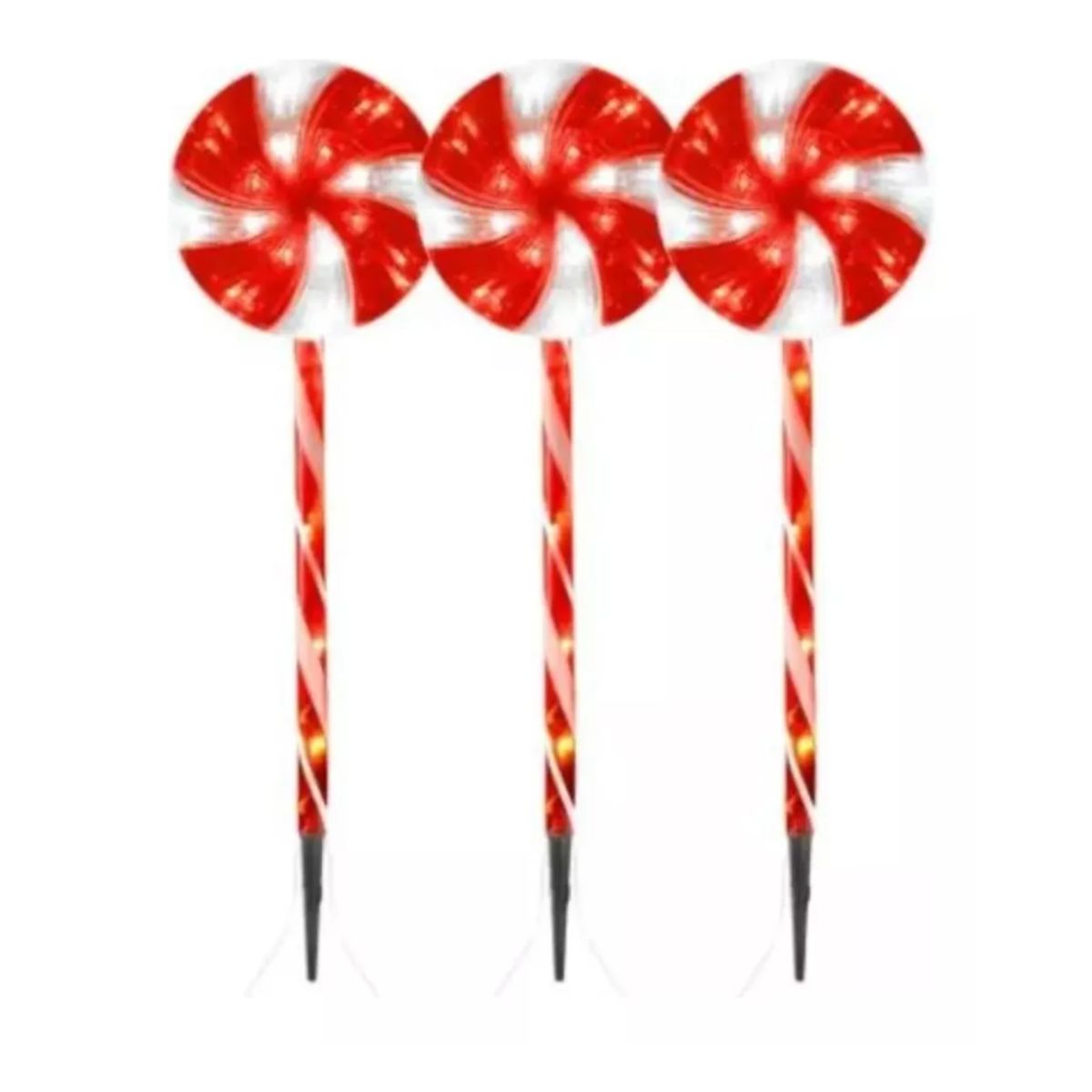 GENERICO - 5 Estaca Solar Tipo Caramelo Decoración Navidad Luces