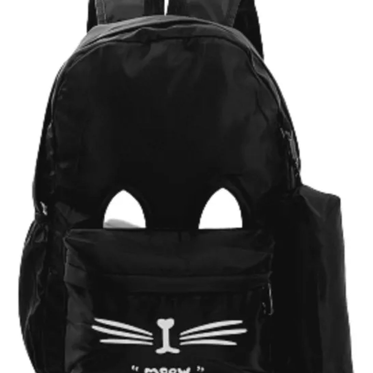 CARIBEE - Bolso Mochila grande negra para mujer diseño de gatitos