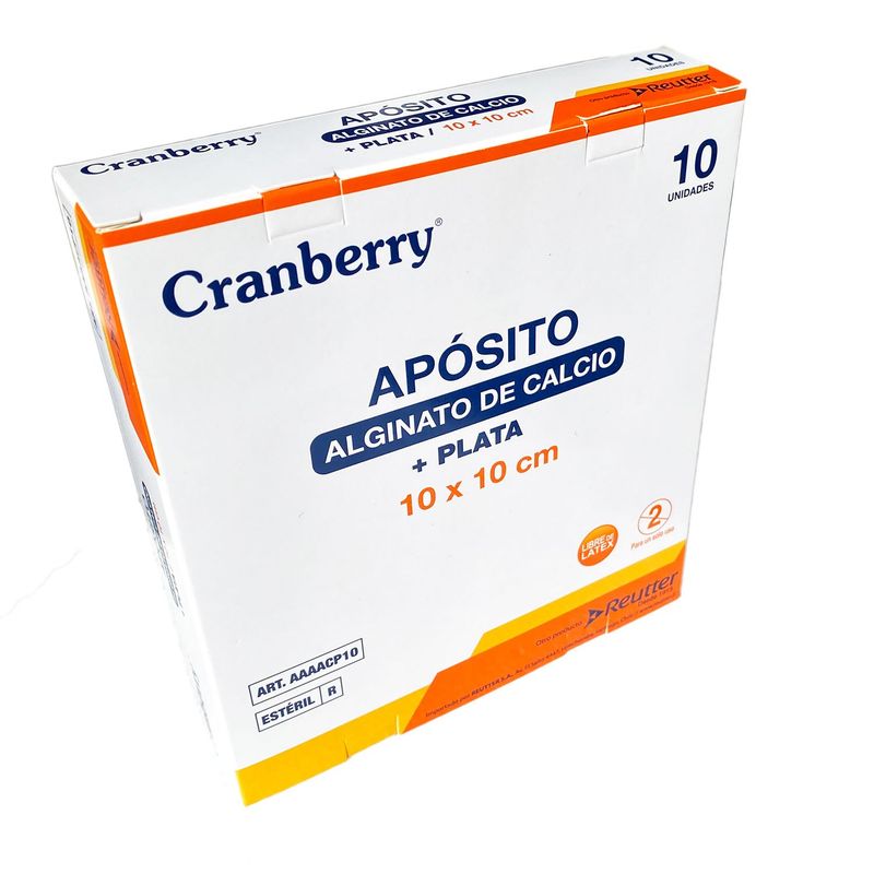 CRANBERRY - Apósito alginato de calcio + plata 10X10 Cms 10 unidades