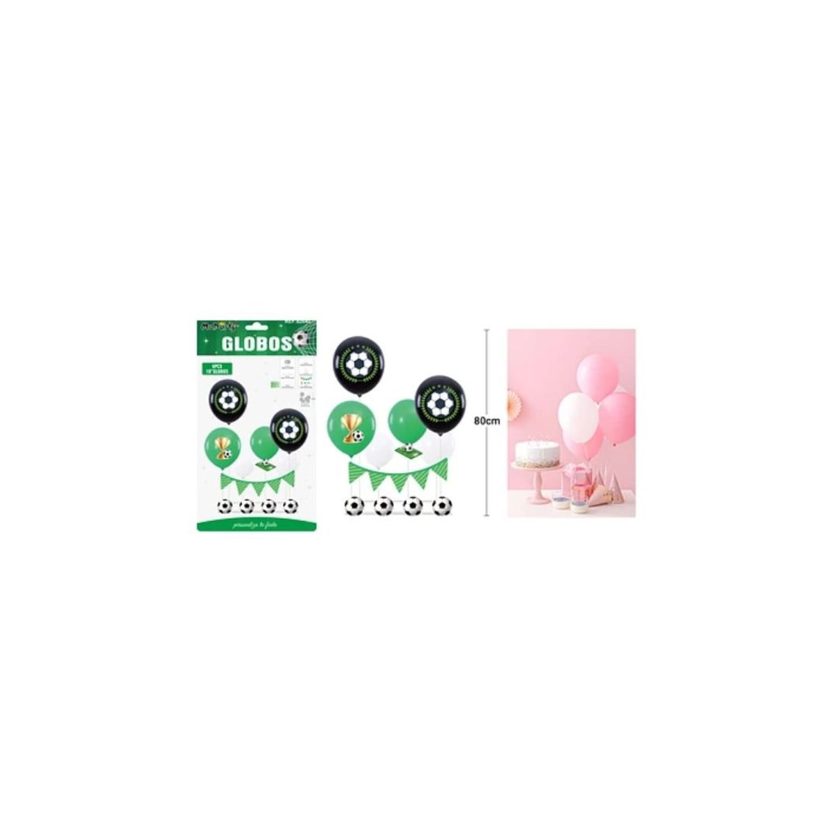 GENERICO - Set De Globos Con Base y Guirnalda Fútbol 6pcs