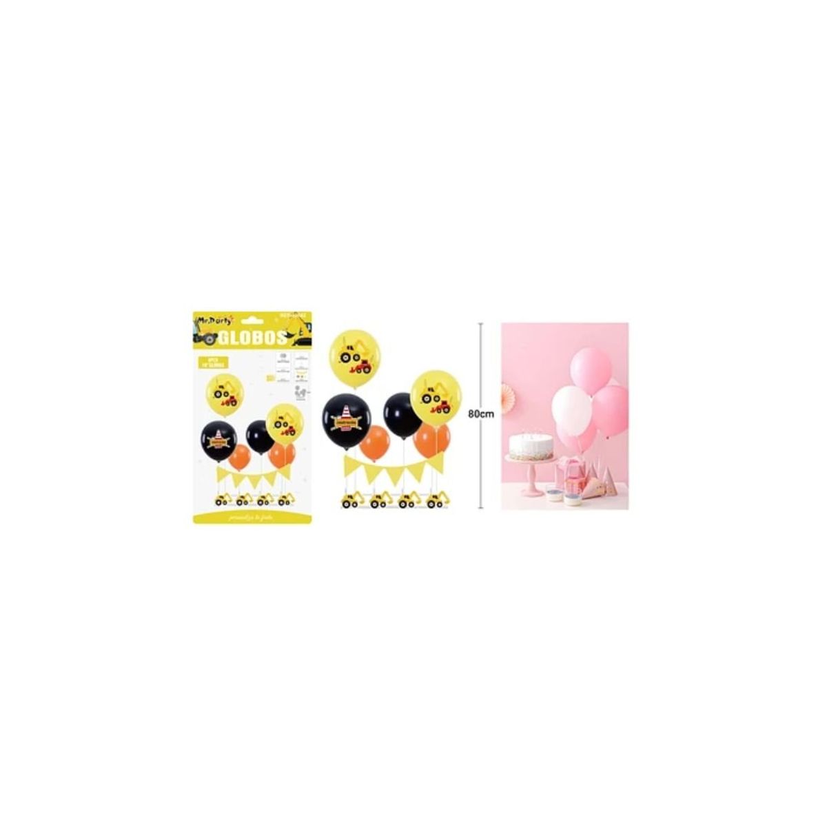 GENERICO - Set De Globos Con Base Carro De Construcción 6pcs