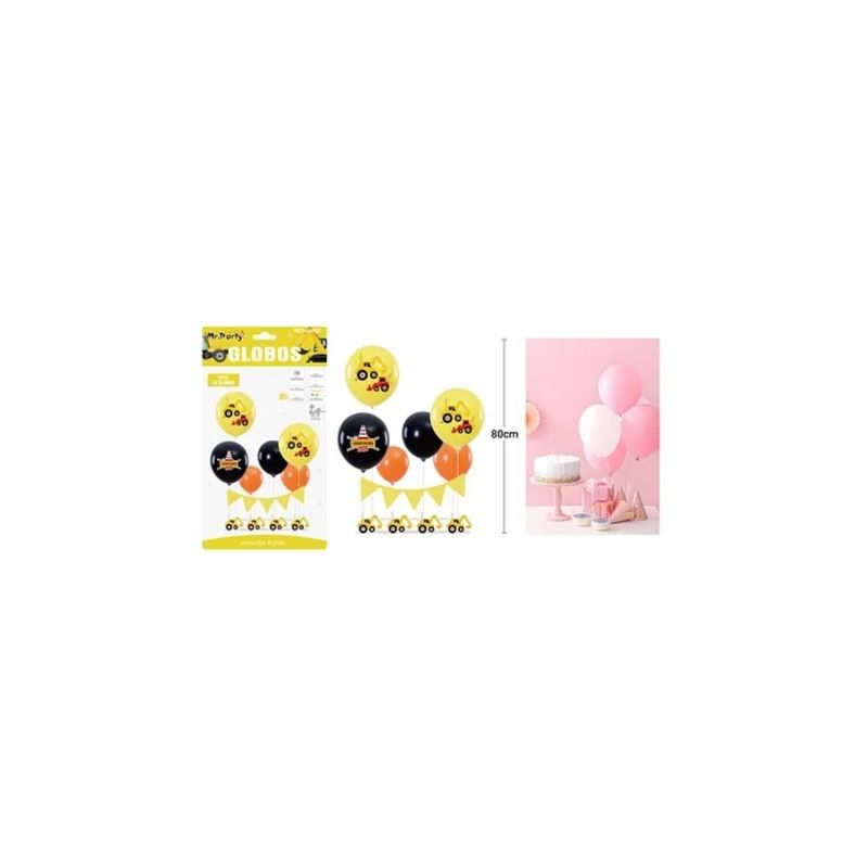 GENERICO - Set De Globos Con Base Carro De Construcción 6pcs