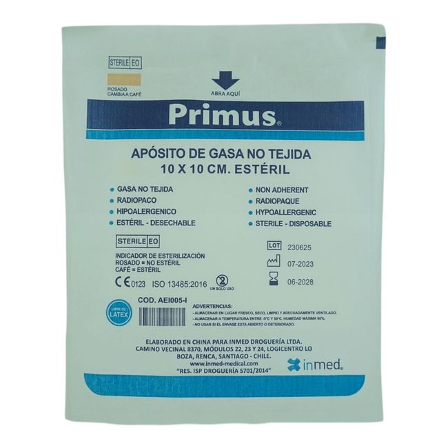PRIMUS GAMING - APOSITO DE GASA NO TEJIDA 10X10CM ESTERIL 10 UNIDADES