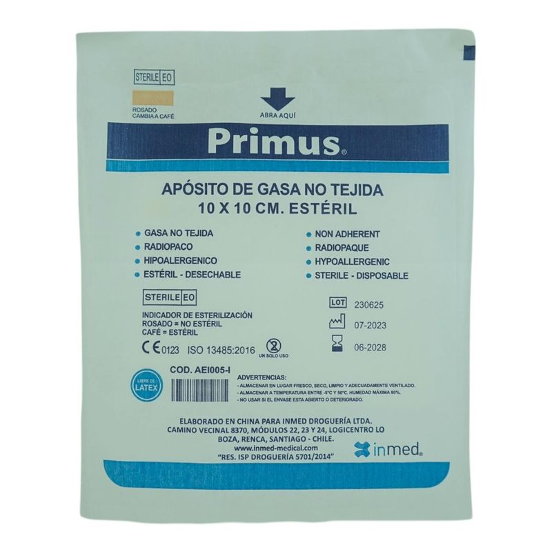 PRIMUS - APOSITO DE GASA NO TEJIDA 10X10CM ESTERIL 10 UNIDADES