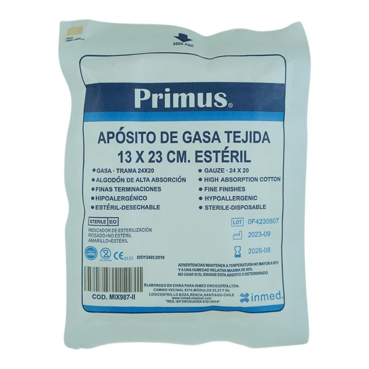 PRIMUS GAMING - APOSITO DE GASA TEJIDA 13X23CM ESTERIL 50 UNIDADES