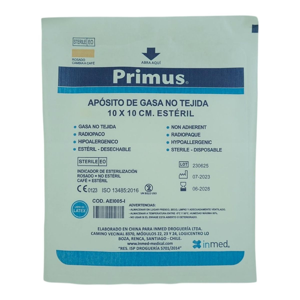 PRIMUS GAMING - APOSITO DE GASA NO TEJIDA 10X10CM ESTERIL 50 UNIDADES