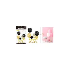 GENERICO - Set De Globos Con Base Negro y Dorado 6pcs