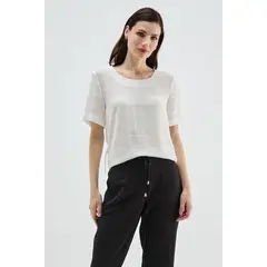 MA GRIFFE - Blusa Manga Corta Crudo Mujer Magriffe