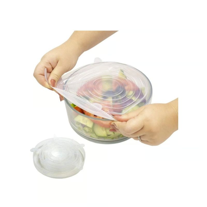 GENERICO - Set de Tapas de Silicona Expandible para Alimentos Blanco 6Pzas