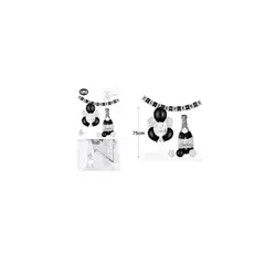 GENERICO - Set De Globos Con Base Negro y Plateado 15pcs