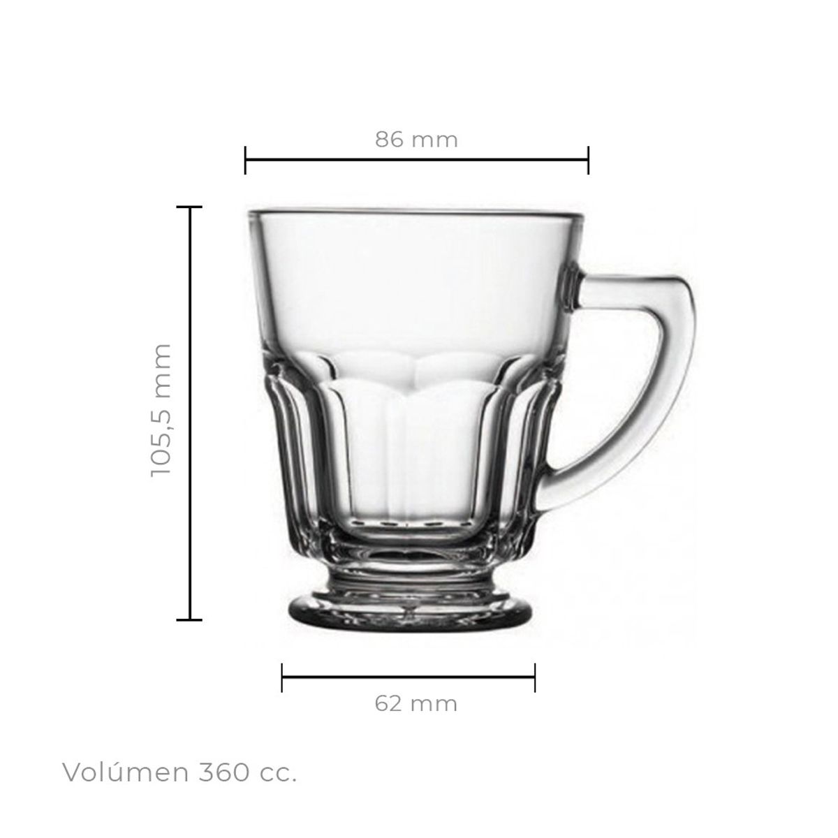 PASABAHCE - SET 2 TAZA DE TE 270 CC CON MANGO LINEA CASABLANCA