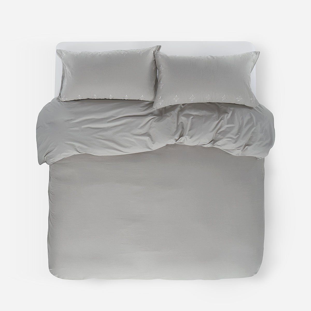 ROSEN - Funda Plumón Lino-Algodón Bordado Osburg Gris King