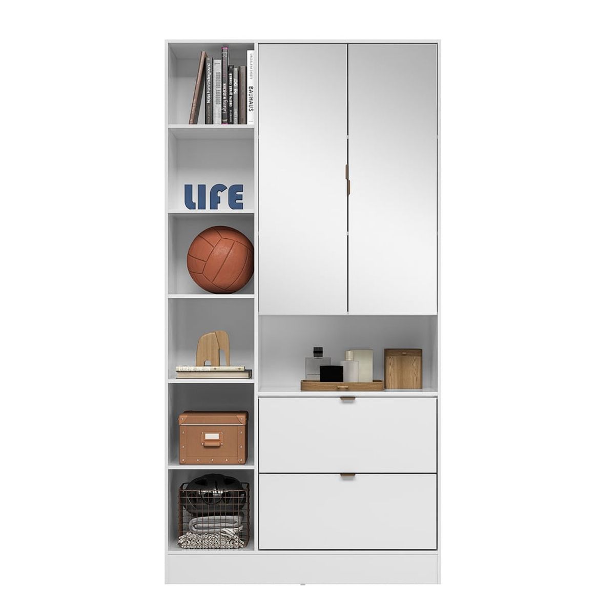 RODLER - Armario Multiuso 2P y 2C con Espejo Joy