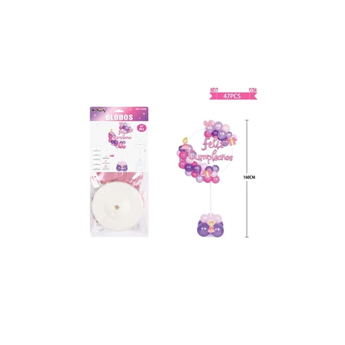 GENERICO - Arco De Globos Con Base Princesa 160cm 47pcs