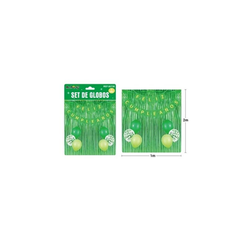 GENERICO - Set De Globos Y Guirnalda Con Cortina Verde 9pcs
