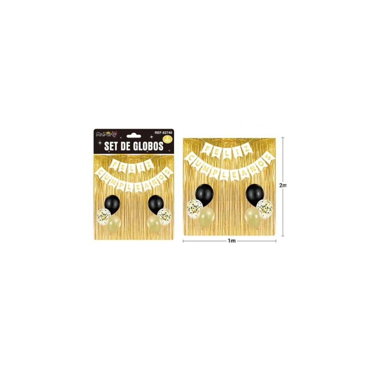 GENERICO - Set De Globos Guirnalda Con Cortina Dorado 9pcs