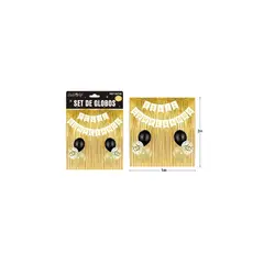 GENERICO - Set De Globos Guirnalda Con Cortina Dorado 9pcs
