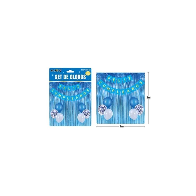 GENERICO - Set De Globos Guirnalda Con Cortina Azul 9pcs