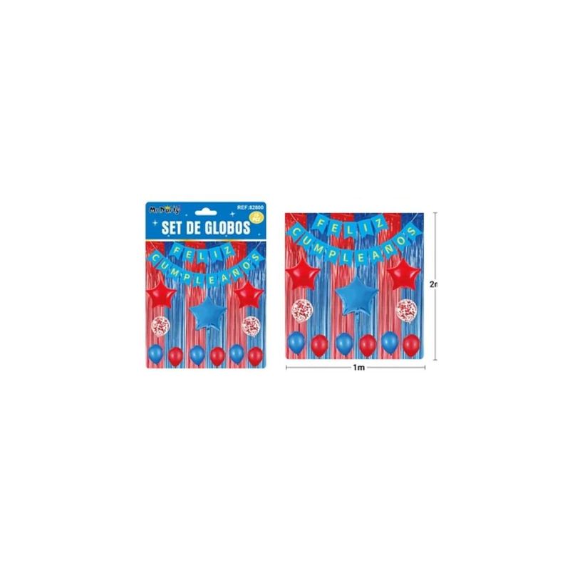GENERICO - Set De Globos Guirnalda Con Cortina Rojo Azul 15pcs