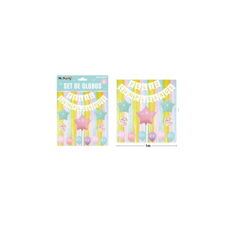 GENERICO - Set De Globos Guirnalda Con Cortina Multicolor 15pcs