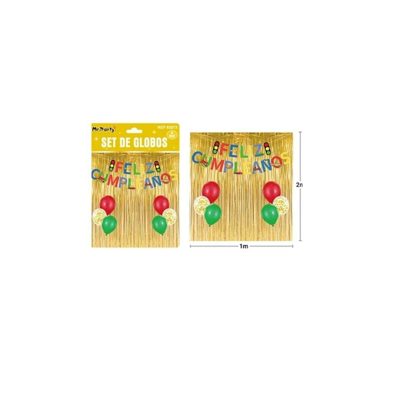 GENERICO - Set De Globos Con Cortina Guirnalda De Autos 9pcs