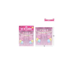 GENERICO - Set De Globos Con Cortina y Guirnalda De Unicornio 9pcs