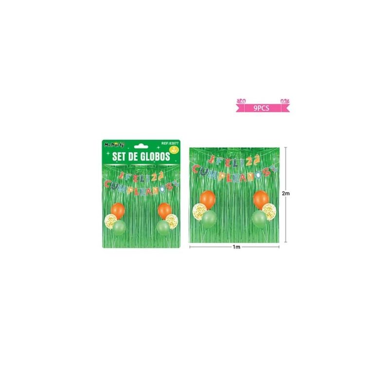 GENERICO - Set De Globos Con Cortina Guirnalda De Dinosaurio 9pcs