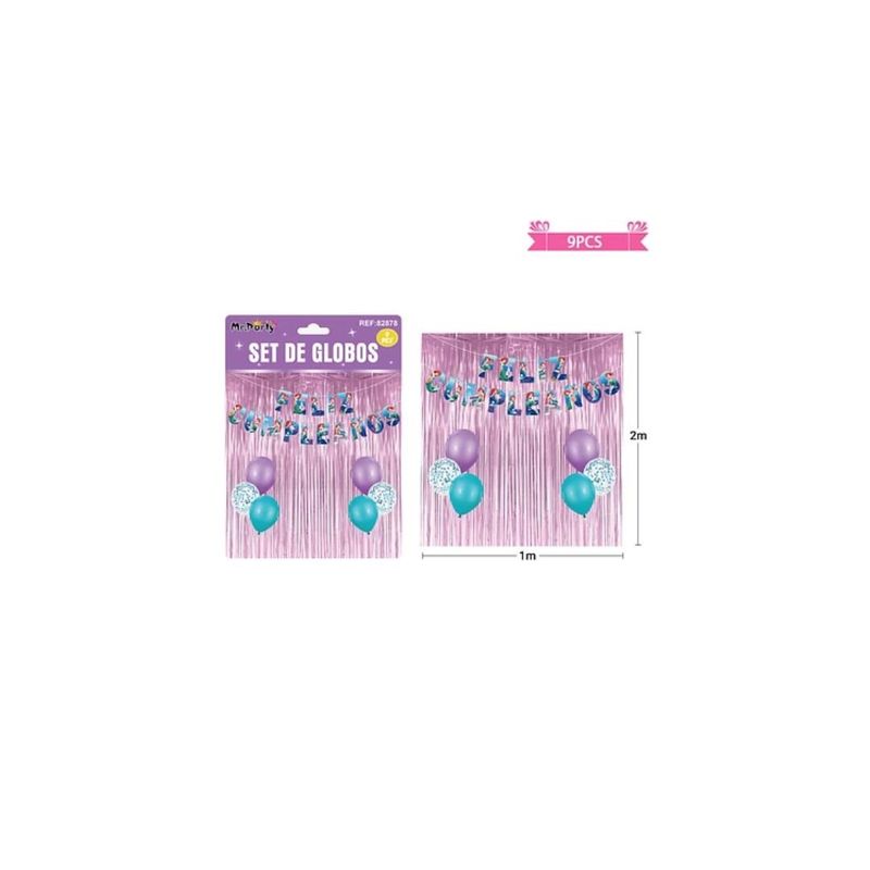 GENERICO - Set De Globos Con Cortina y Guirnalda De Sirena 9pcs