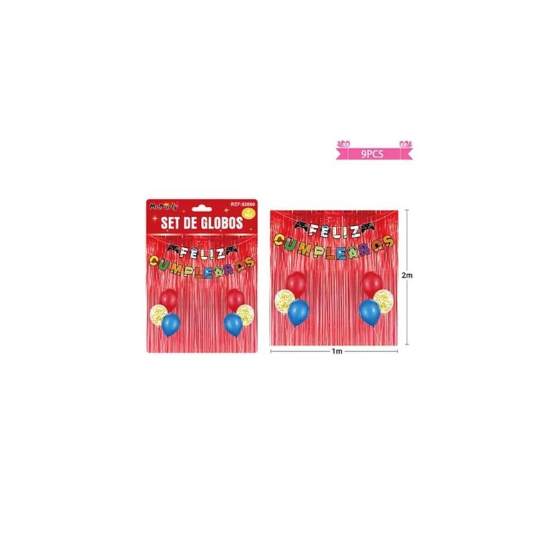 GENERICO - Set De Globos Con Cortina Y Guirnalda De Juego 9pcs