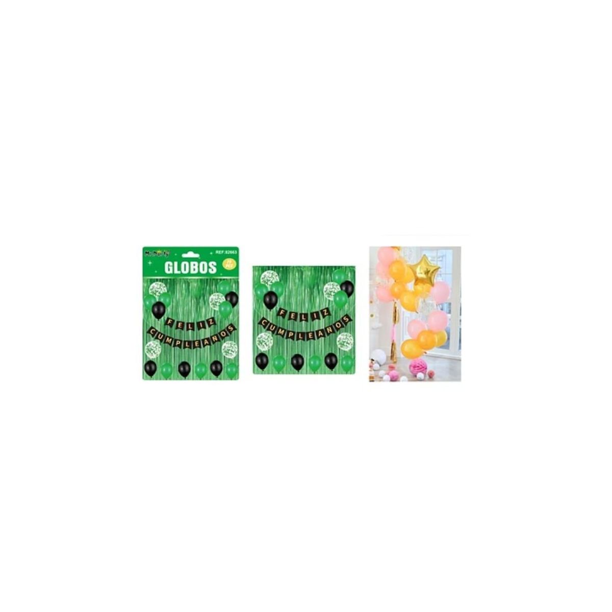 GENERICO - Set De Globos Látex Guirnalda Con Cortina Verde 19pcs