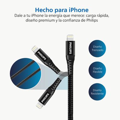 Imagen 2 del producto Cable Trenzado USB-C a Lightning DLC5206L Negro