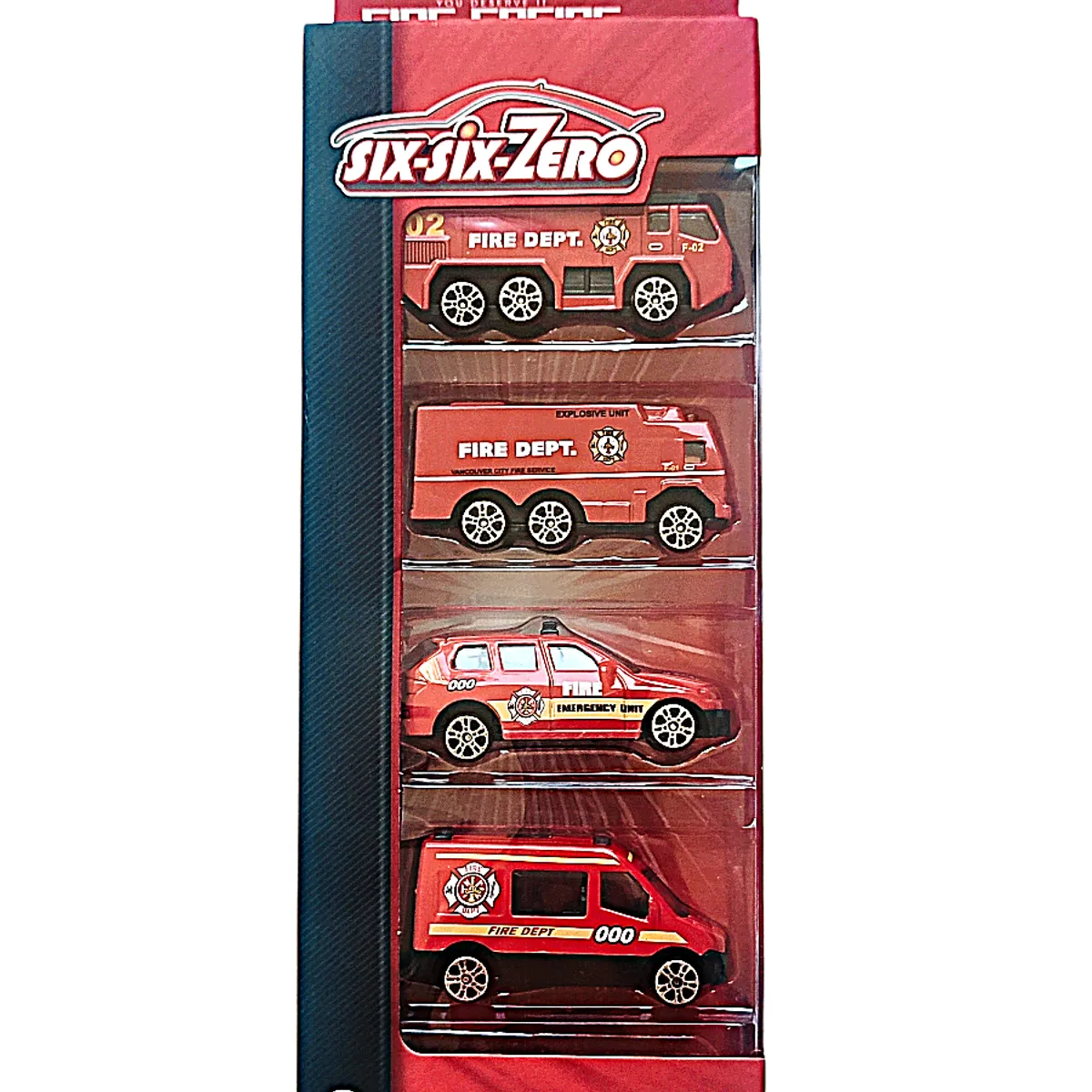 GENERICO - CAMION DE BOMBERO, SET DE 4 VEHICULOS METALICOS, ESCALA 1:64