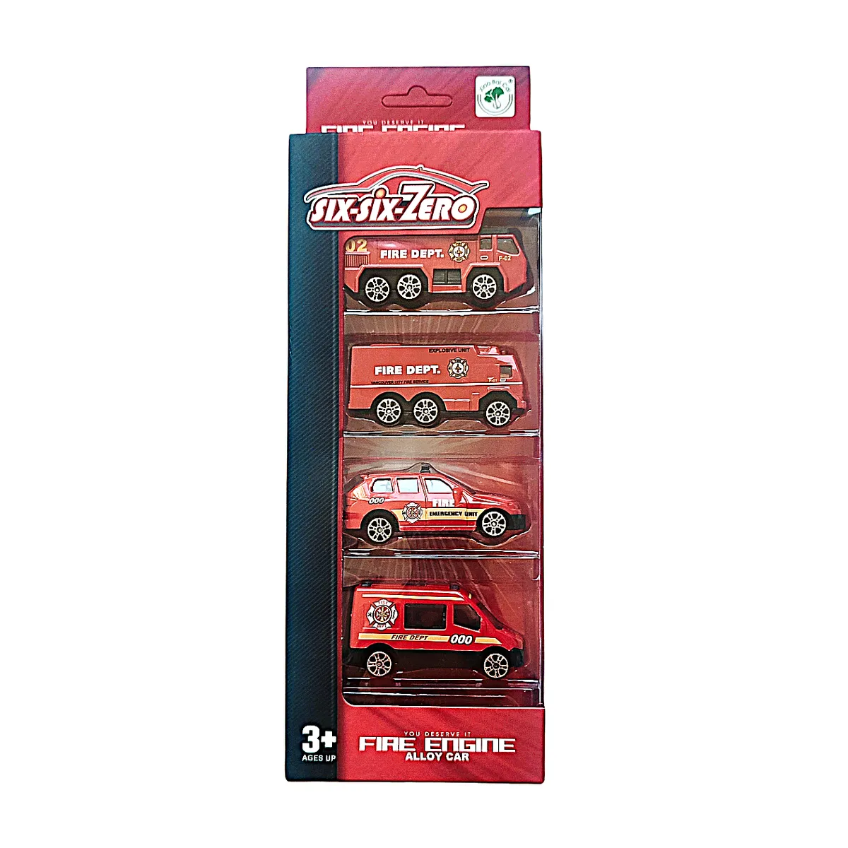 GENERICO - CAMION DE BOMBERO, SET DE 4 VEHICULOS METALICOS, ESCALA 1:64