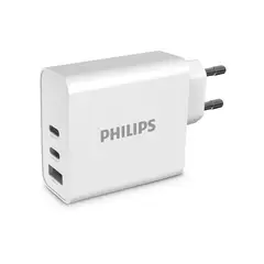 PHILIPS - Cargador de Pared GaN 65W con 2 USB-C y 1 USB-A Carga Rápida DLP2683