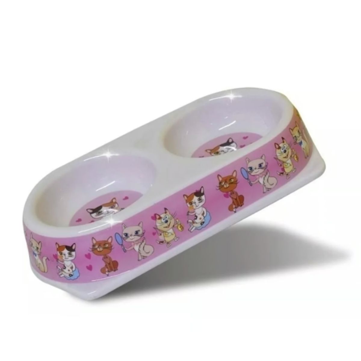 GENERICO - Comedero Doble Para Perros Y Gatos Plastico Rosa