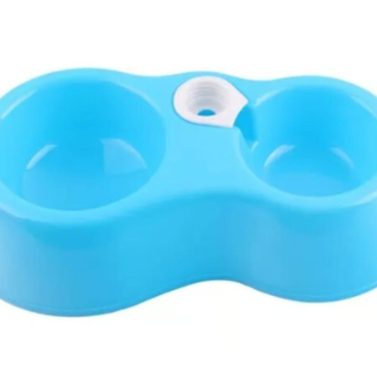 GENERICO - Cuenco Doble Para Perros Y Gatos Celeste Plastico