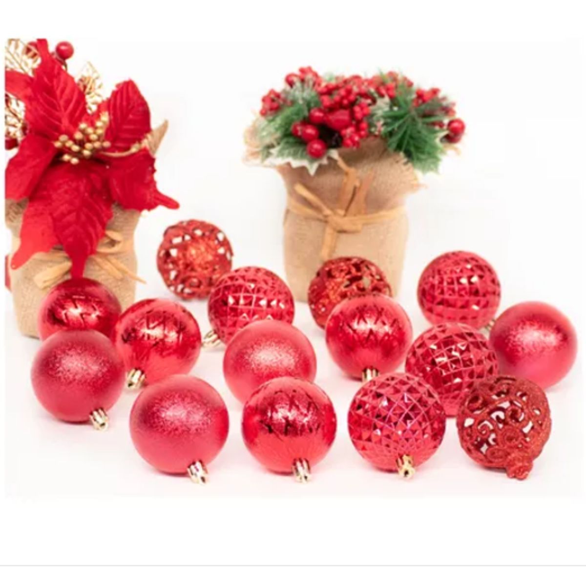 GENERICO - Pack 16 Esferas Navideña Bambalinas Adornos Arbolito Navidad