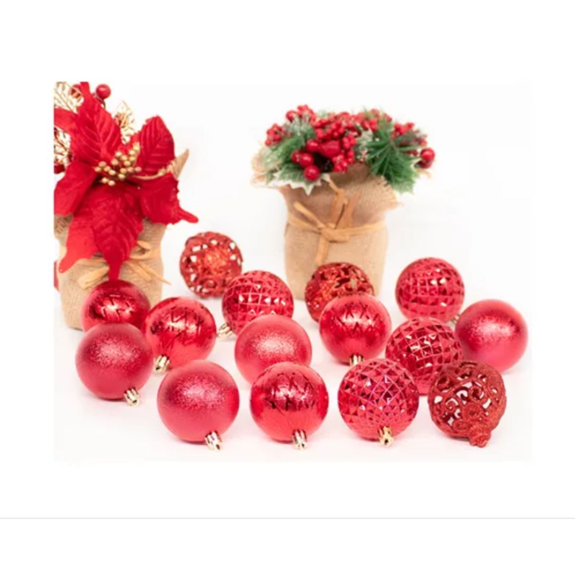 GENERICO - Pack 16 Esferas Navideña Bambalinas Adornos Arbolito Navidad