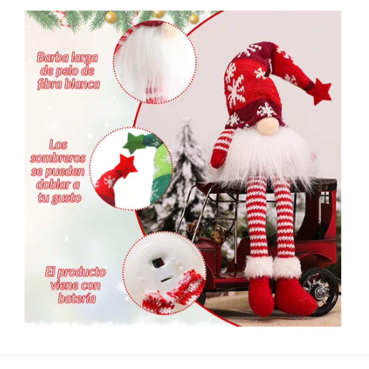 GENERICO - Gnomo Navideña Decorativa De Muñeca Con Luz Led Adornos 6pcs