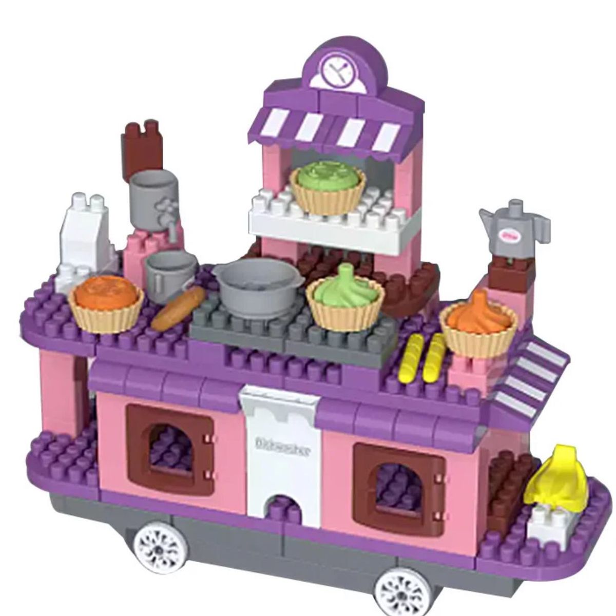 GENERICO - Cocina de Construcción 117 Piezas con Accesorios-Morado