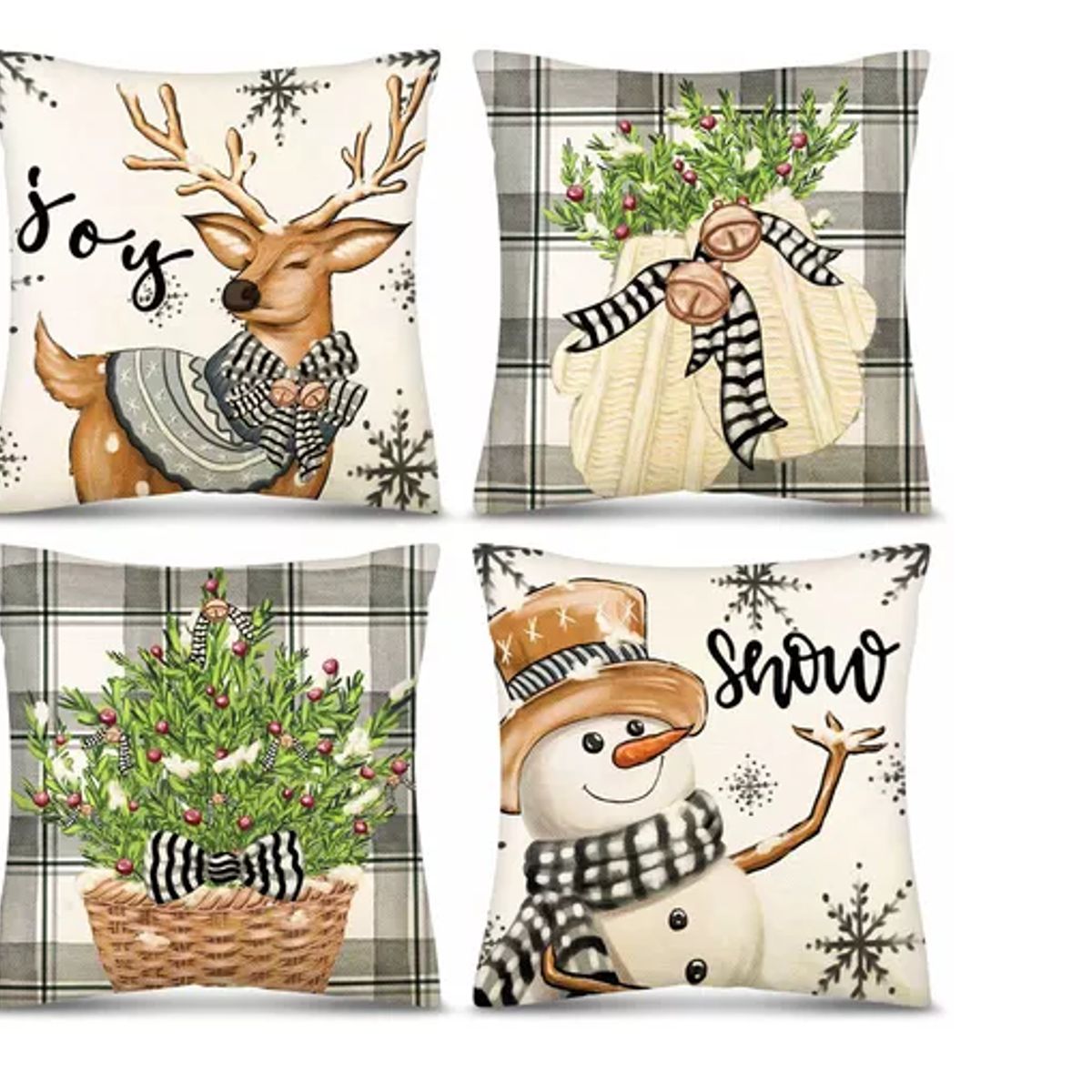 GENERICO - Fundas Cojin Lino Almohada Navideñas Decoración 45x45cm 4pcs