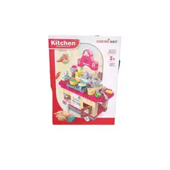 GENERICO - Cocina de Construcción 117 Piezas con Accesorios-Rosa