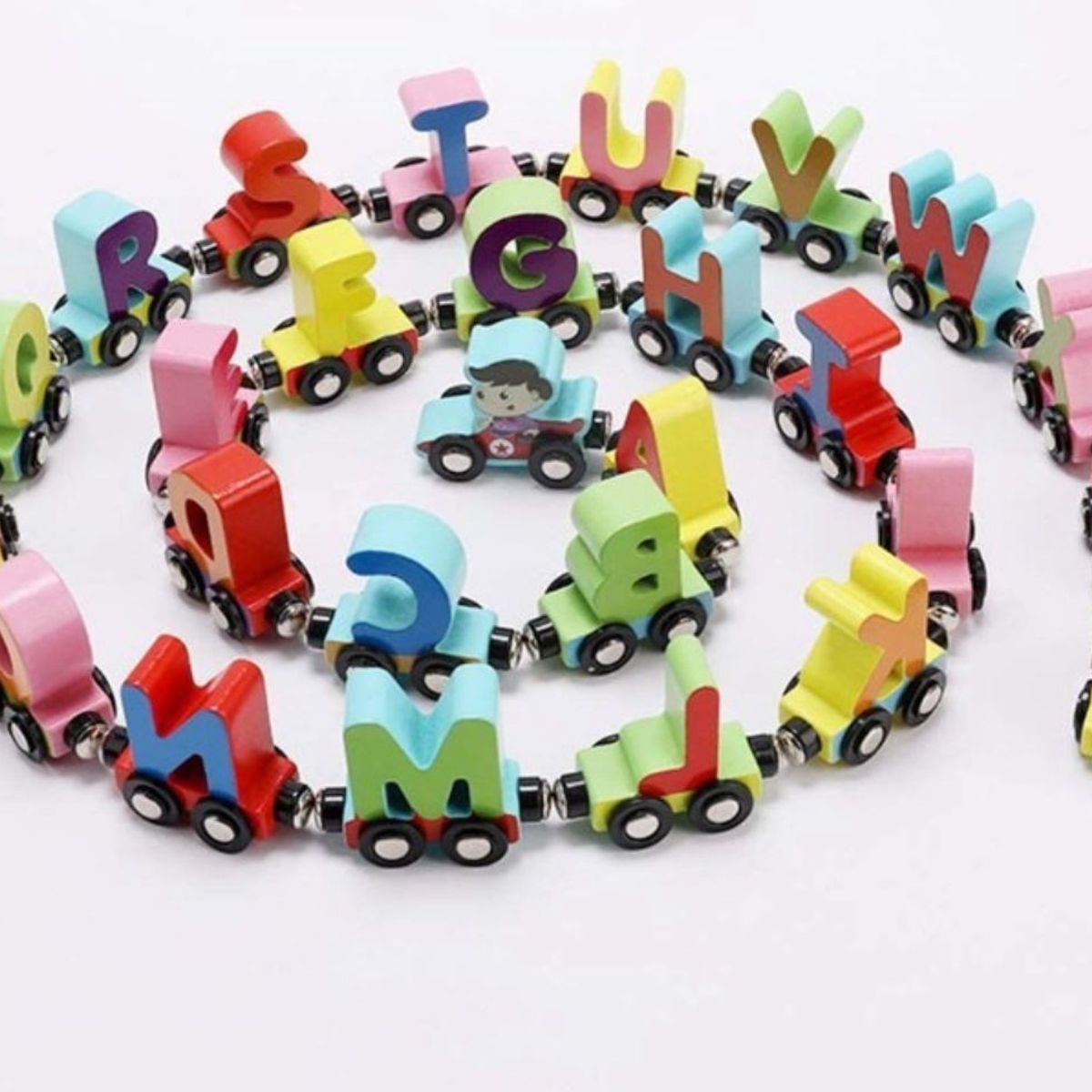 GENERICO - Tren Magnético de Madera con Letras del Abecedario A-Z